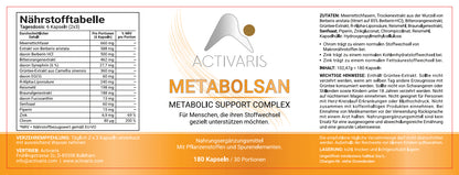 Activaris®- Metabolsan 180 Kapseln (30 Portionen)