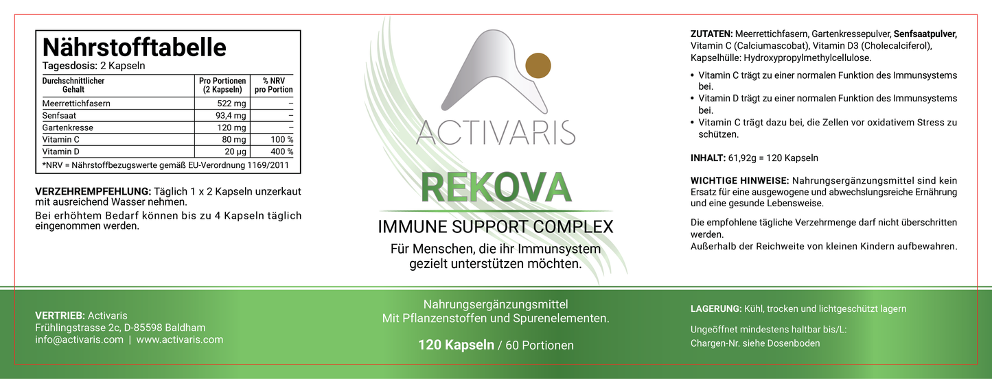 Activaris® - Rekova 120 Kapseln (60 Portionen)